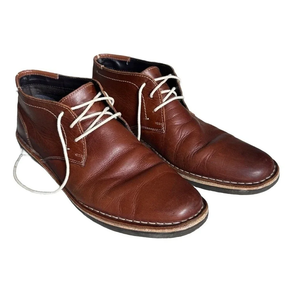 Kenneth Cole Reaction Eclectic Grandpa Grunge Brown Leather Chukka Boots Size 11